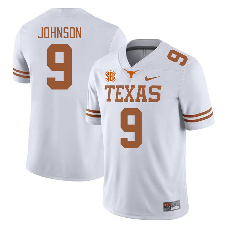 # 9 Collin Johnson Texas Longhorns Jerseys Football Stitched-White